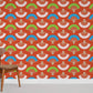 Chinese Fans Pattern Red Wallpaper Room