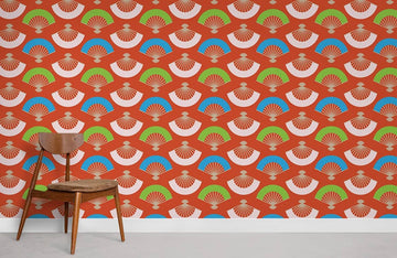 Vibrant Geometric Fan Pattern Mural Wallpaper