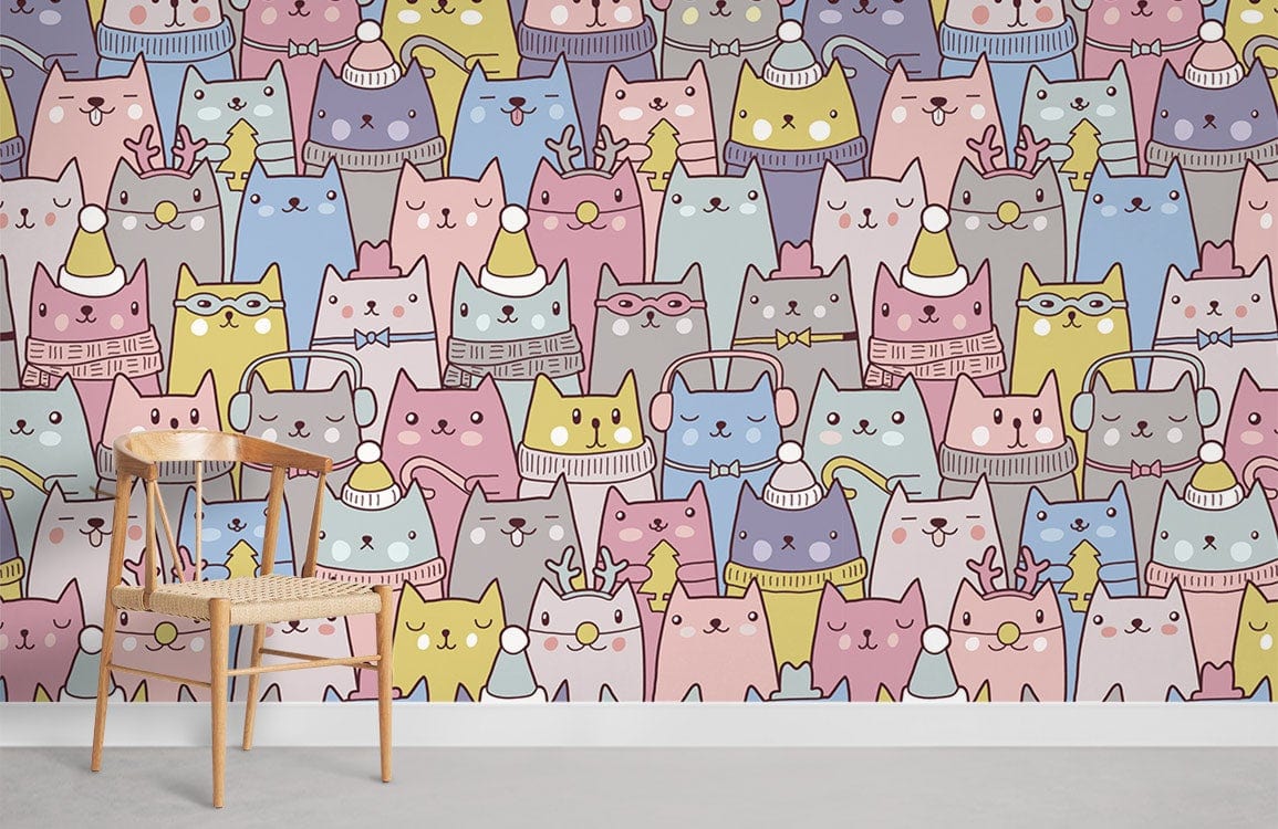 Festival Cartoon Cats Wall Murals for Room decor