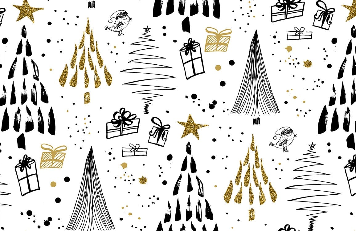 Carta da parati murale con motivo doodle festivo per le festività