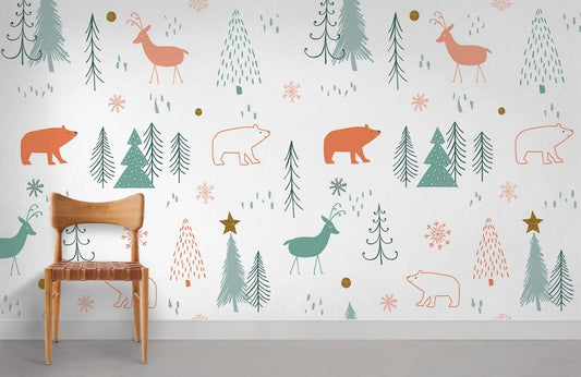 Christmas Prints Cartoon Wallpaper Room