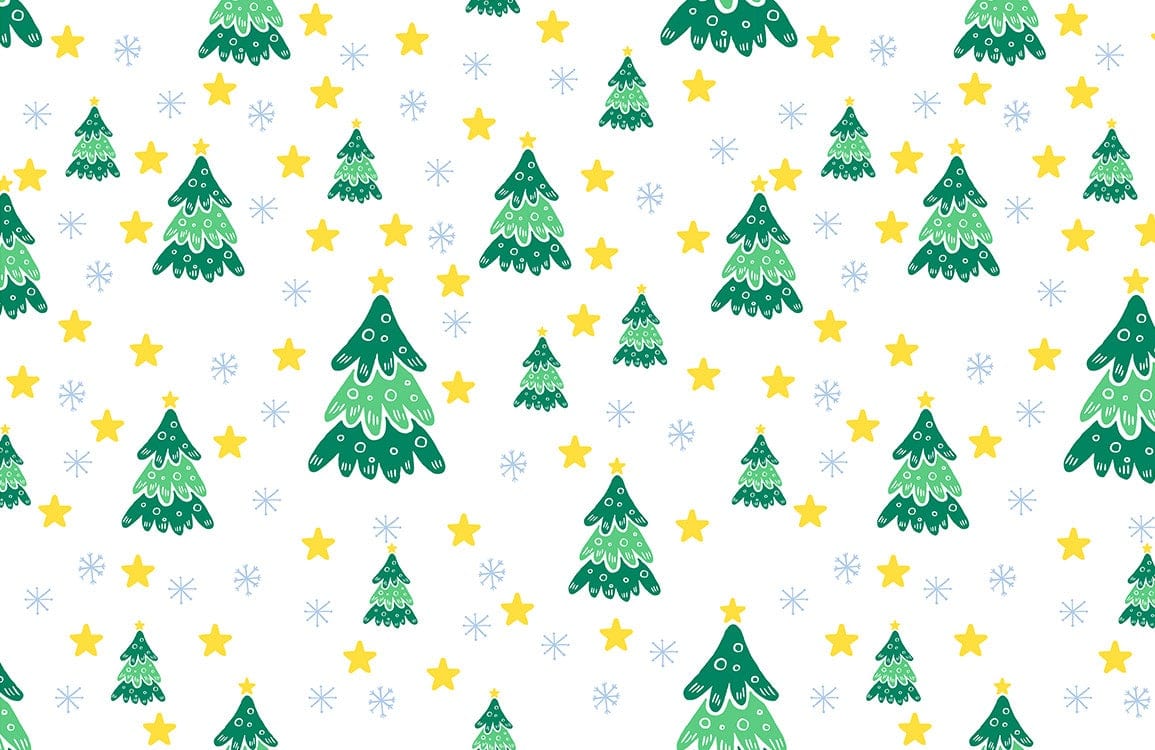 Festive Green Christmas Tree Mural Wallpaper