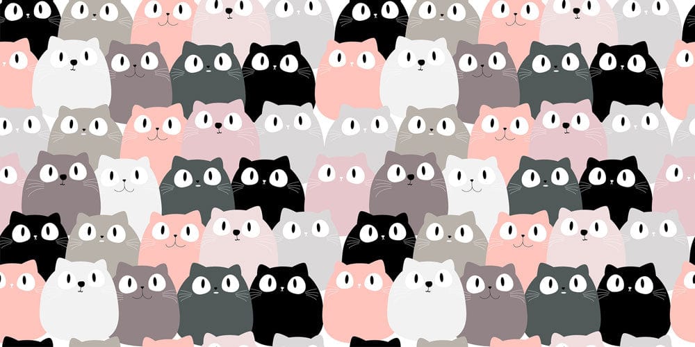 Cute Cat Pattern Playful Mural Wallpaper