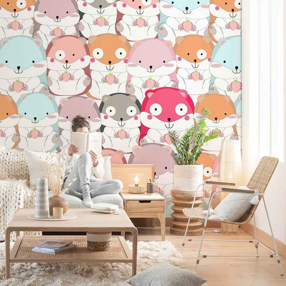 chubby totoro cartoon mouse wallpaper mural for living room