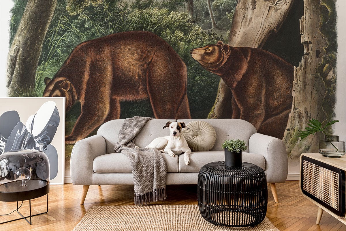Forest Bear Wall Mural For Living Room