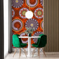 red circles pattern wall mural dining room decor