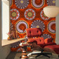 red circles pattern wall mural office design idea