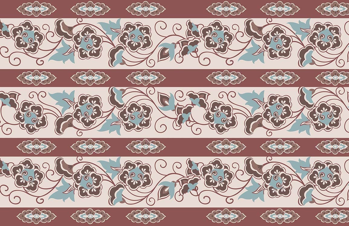 Vintage Floral Stripe Bedroom Mural Wallpaper