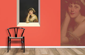 Vintage Portrait Orange Mural Wallpaper