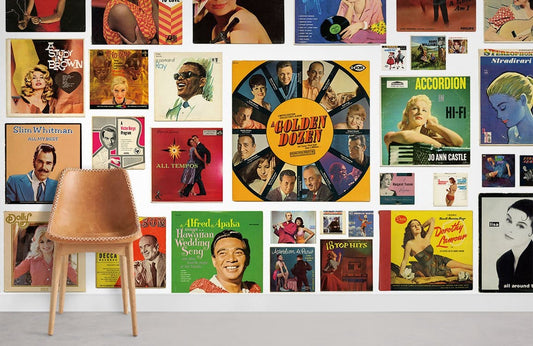 Retro Vinyl Record Album Mural Wallpaper