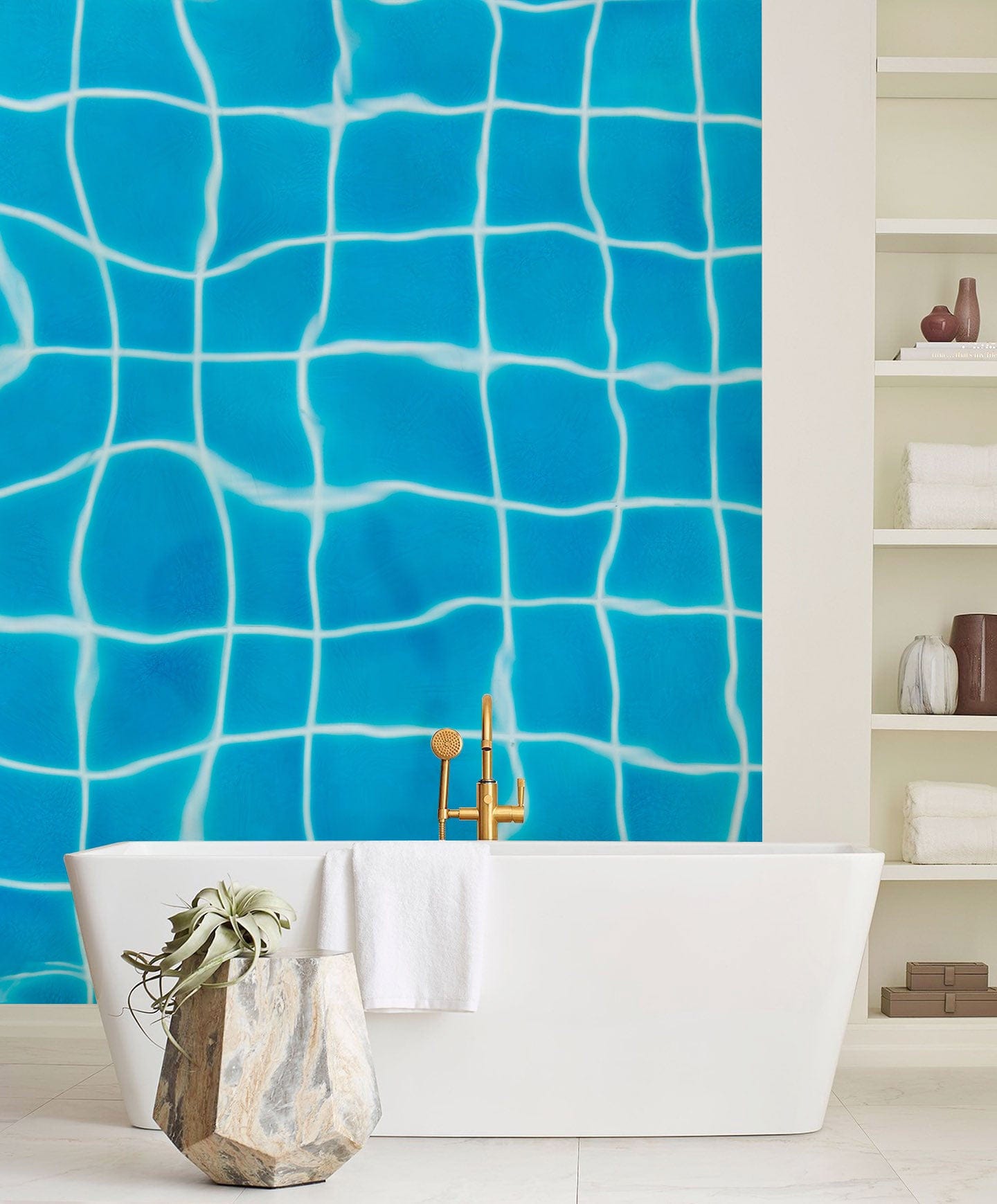 Bathroom Wall Decoration Featuring a Mural of a Clear Swimming Pool Wallpaper