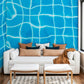 Living Room Decoration Featuring a Mural Wallpaper of a Clear Swimming Pool