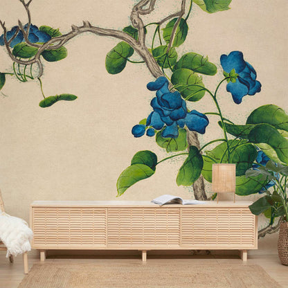Climbing Blue Flowers Wall Mural Decoration Art