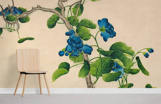 Climbing Blue Flowers Wall Mural Room