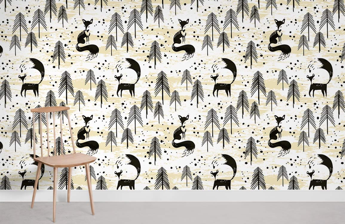 Clip Art Fox Repeating Wallpaper Room