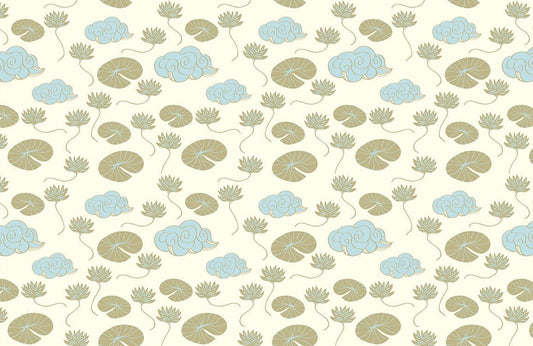 Clouds & Leaf Pattern Wallpaper Home Decor