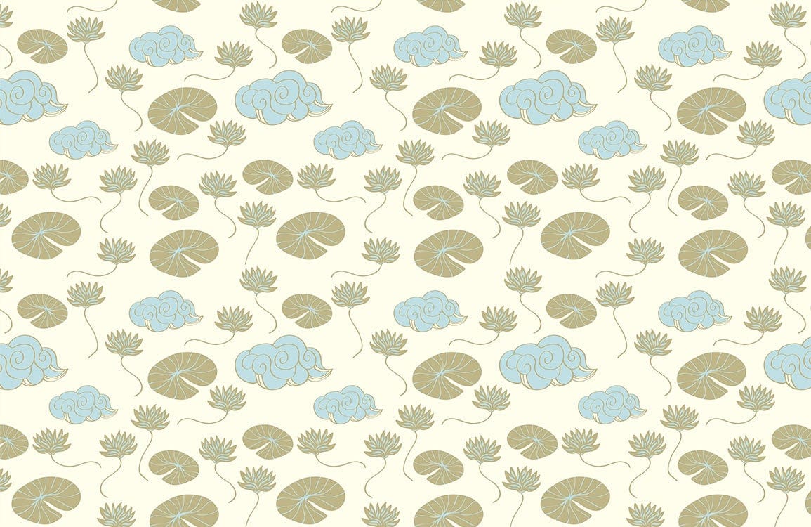 Clouds & Leaf Pattern Wallpaper Home Decor