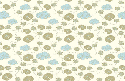 Clouds & Leaf Pattern Wallpaper Home Decor