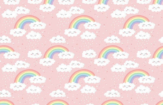 Clouds & Rainbow Cartoon Wallpaper Art Design