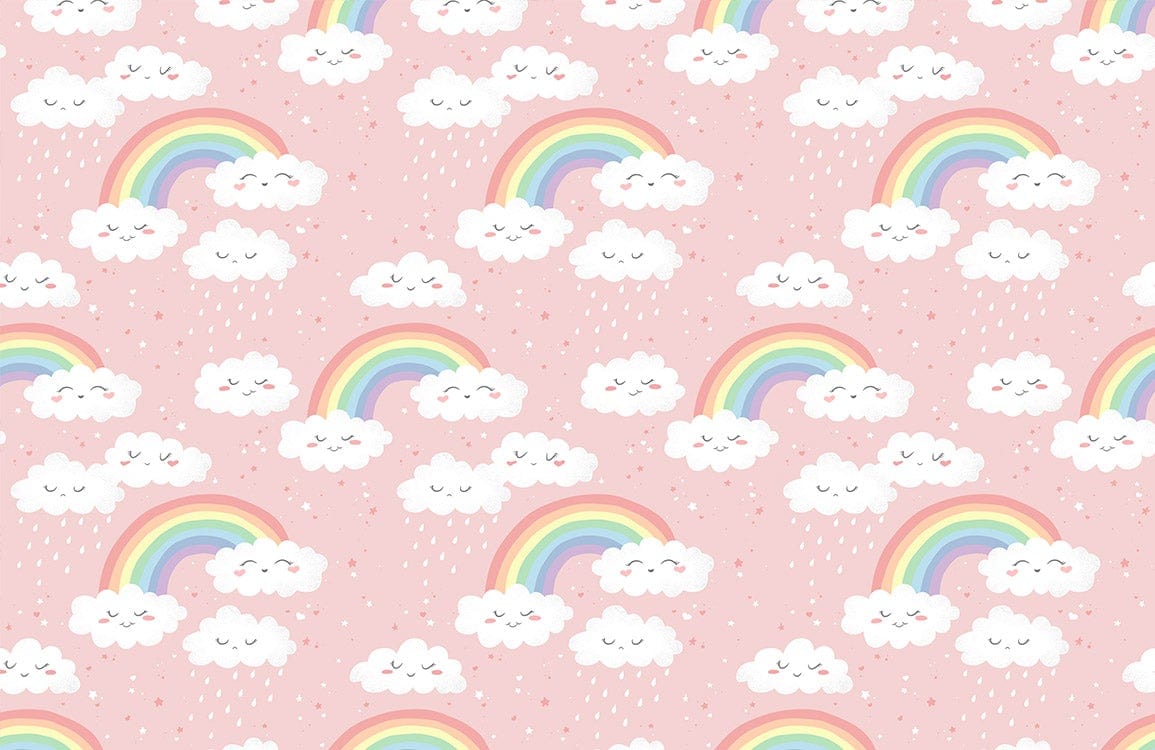 Clouds & Rainbow Cartoon Wallpaper Art Design