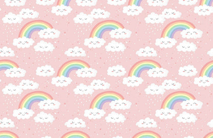 Clouds & Rainbow Cartoon Wallpaper Art Design