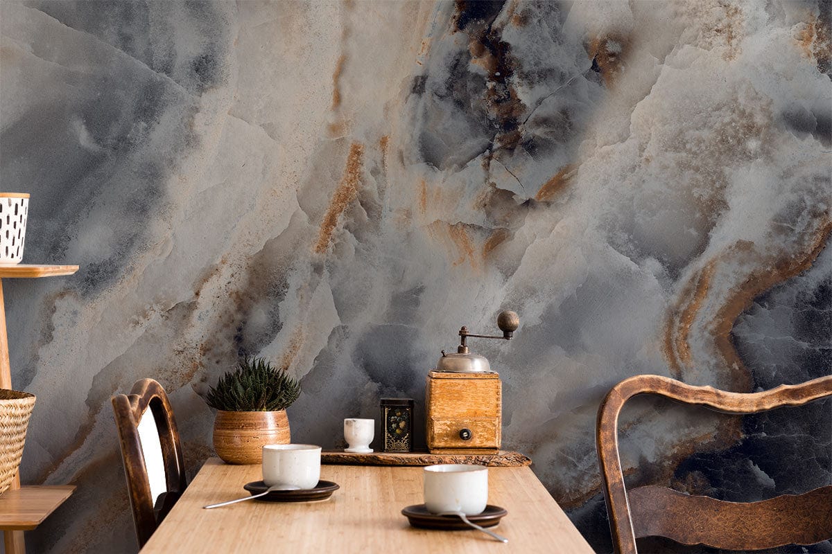 grey spar with gold texture wallpaper mural for dining room decor
