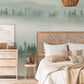 cloudy forest mural wallpaper for decorating a bedroom