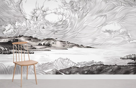 Cloudy Storm Wallpaper Mural