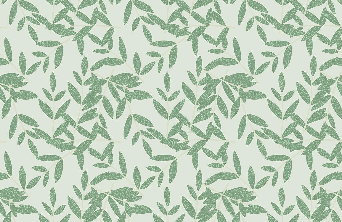 Cluttered Leaves Green Custom Wallpaper Art Design