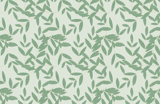 Cluttered Leaves Green Custom Wallpaper Art Design