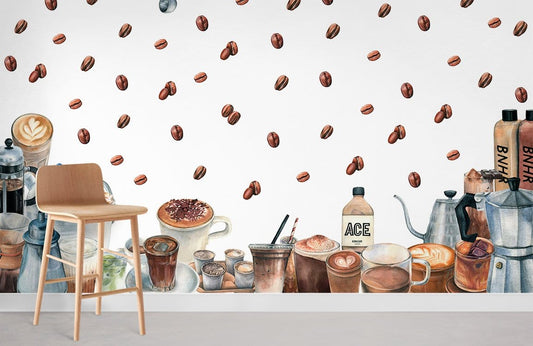 Artistic Coffee Delight Kitchen Mural Wallpaper