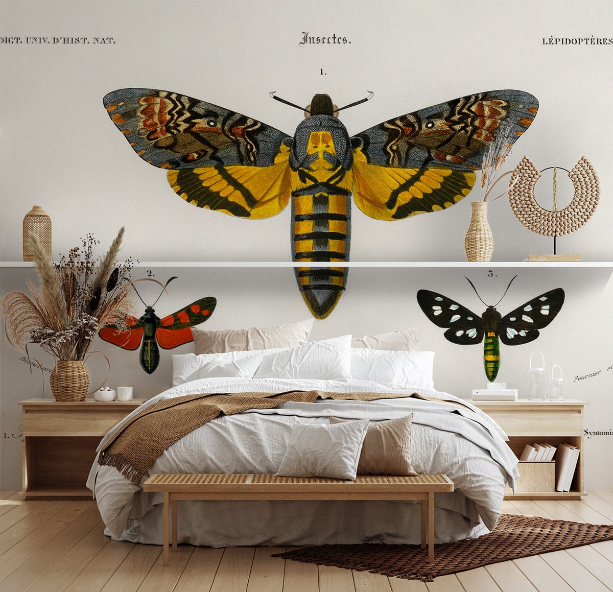 Moths Pattern Wallpaper Mural Bedroom