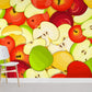 wallpaper with a fruit pattern of colored apples