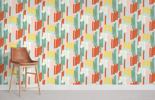 Colorful Brush Strokes Abstract Wallpaper Mural