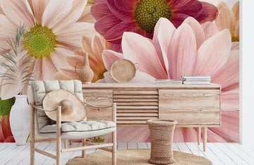 Vibrant Daisy Floral Mural Wallpaper