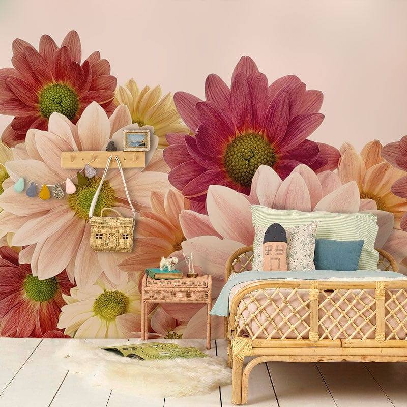 chrysanthemum floral wallpaper mural nursery decor