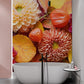 Wallpaper mural featuring colorful dahlias, perfect for use as a bathroom decoration