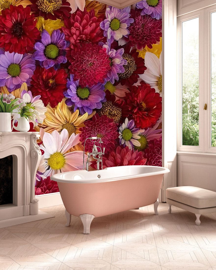 Bright Daisy Flower Bathroom Wall Mural Wallpaper