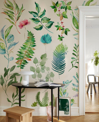 Colorful Leaves Wallpaper Mural Living Room