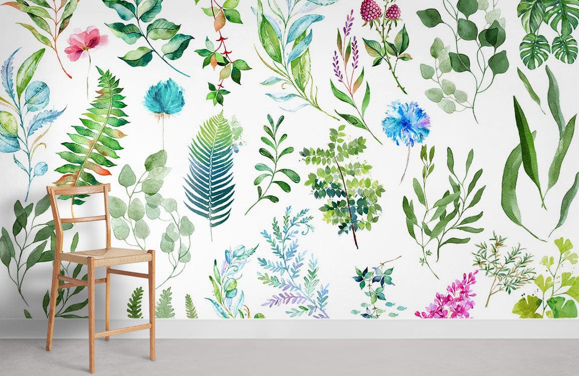 Colorful Leaves Wall Mural Room