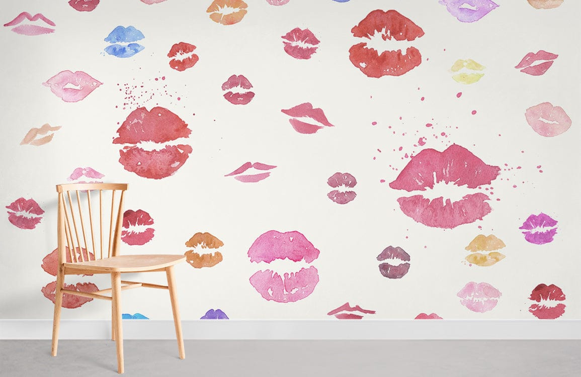 Lips Pattern of different colors Mural Wallpaper for Room decor