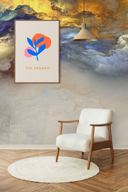abstract clouds wall mural hallway decor idea