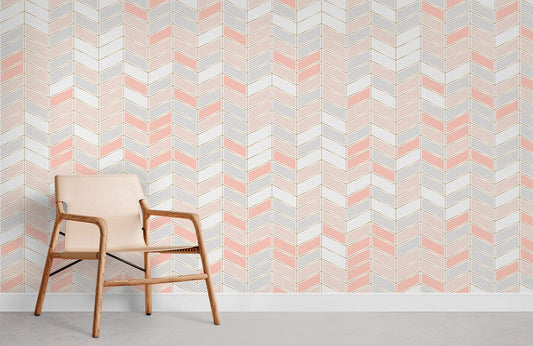 Modern Geometric Herringbone Mural Wallpaper