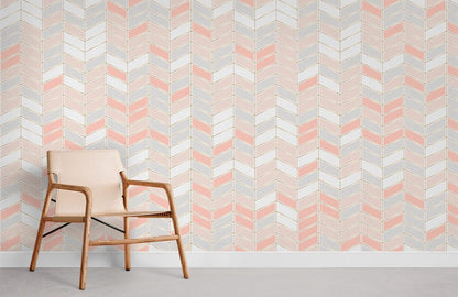 Modern Geometric Herringbone Mural Wallpaper