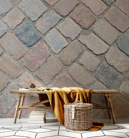 Brick Wallpaper Mural with Vibrant Colors to Adorn the Hallway