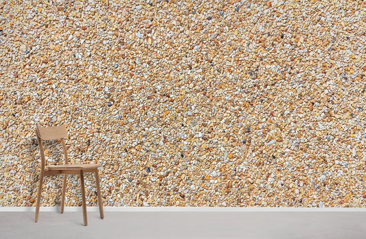 Mural wallpaper design featuring colourful pebbles, perfect for use as home decor.