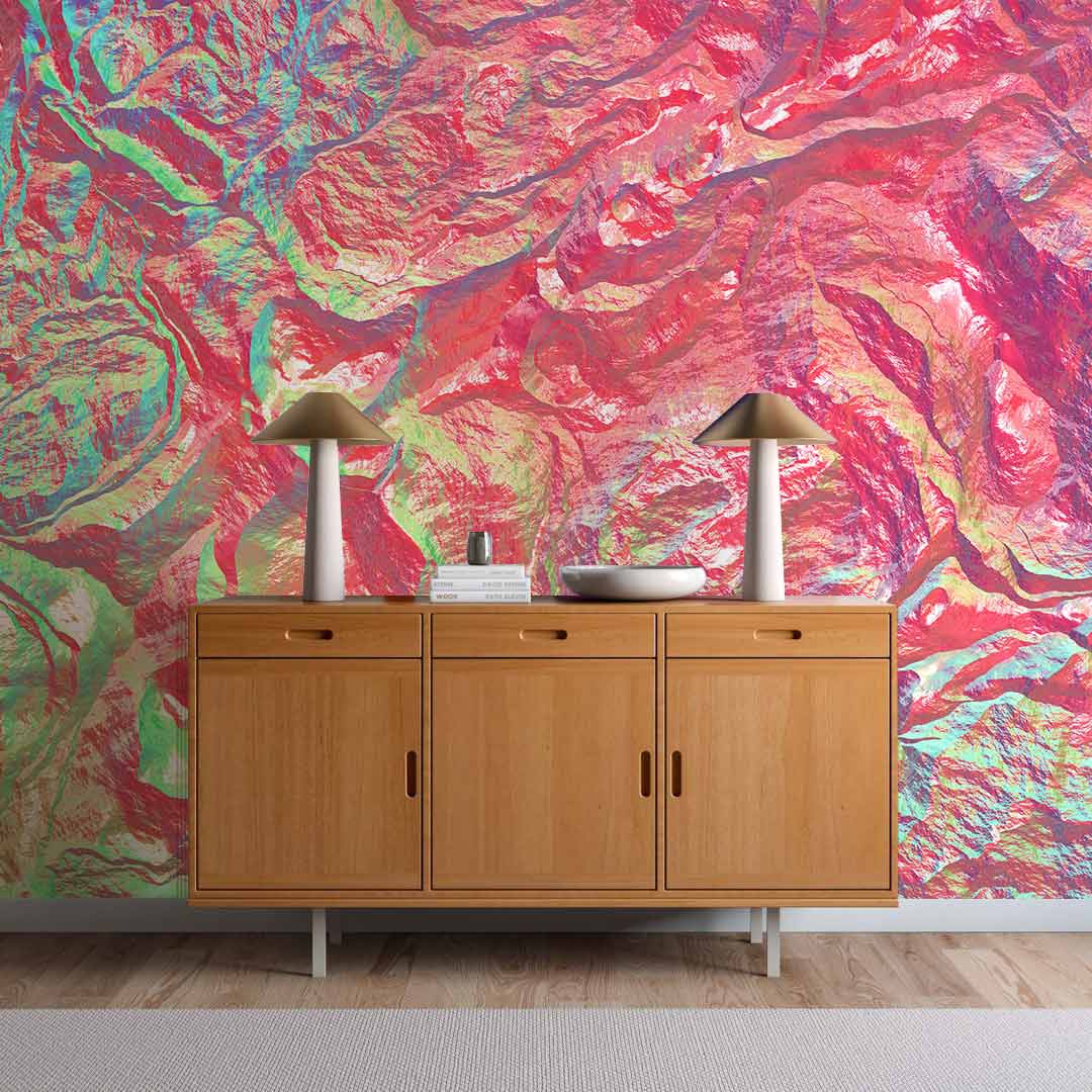 Colorful Pink Mineral Wallpaper Mural Home Interior Art Decor