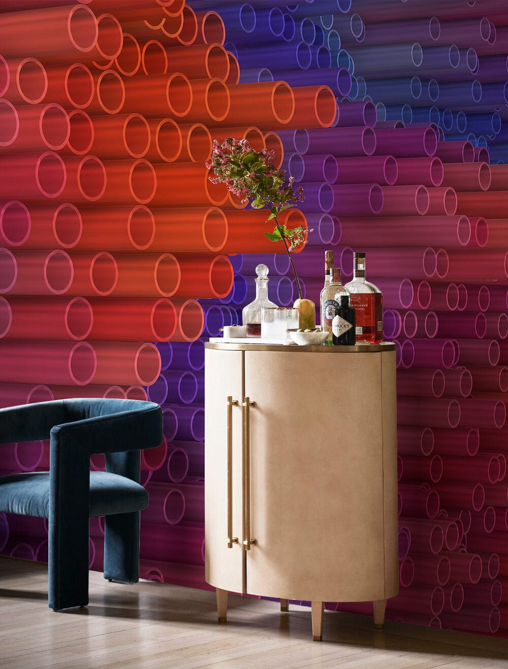 Pipeline Patterns in Vibrant Colors Photo Murals in the Living Room
