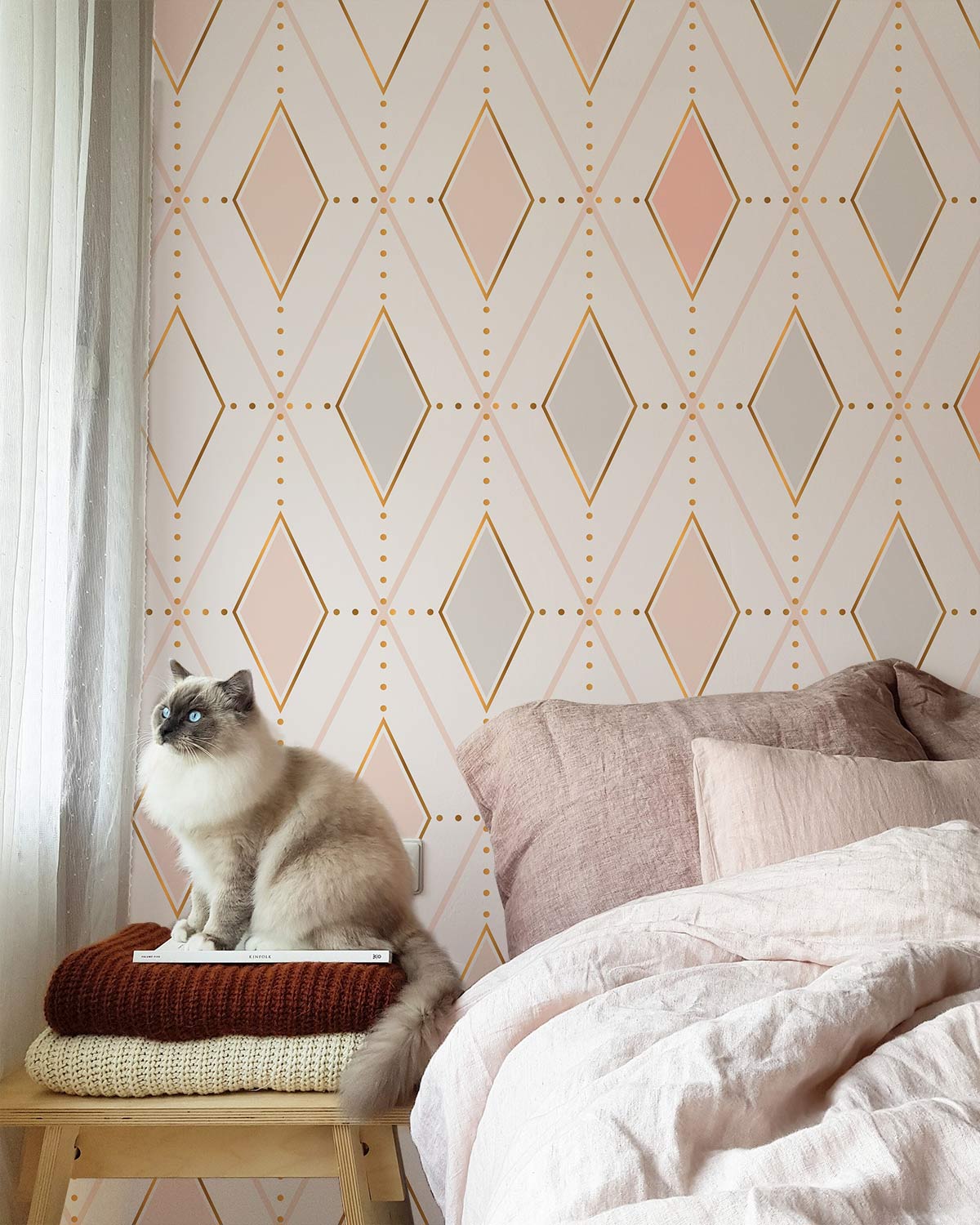 Intricately Detailed Rhombuses Wallpaper Mural for Bedroom Decor