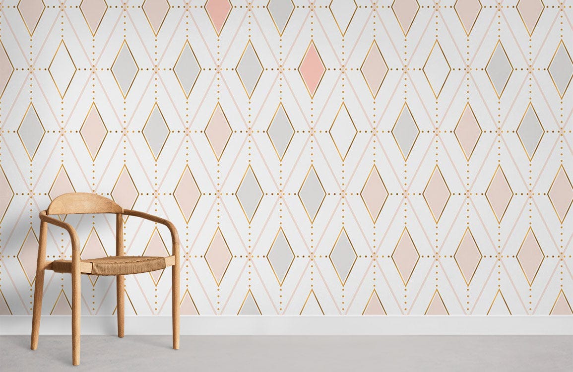 Room Mural Wallpaper with Colorful Rhombuses